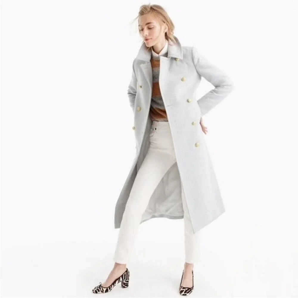 J.Crew Double-Breasted Long Wool-Cashmere Coat Topcoat 6 6P